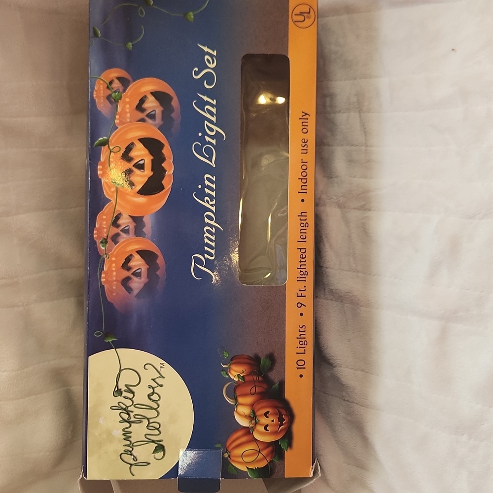 Vintage, Pumpkin Hollow, Halloween,Jack O Lantern, 10 Pumpkin Light Set